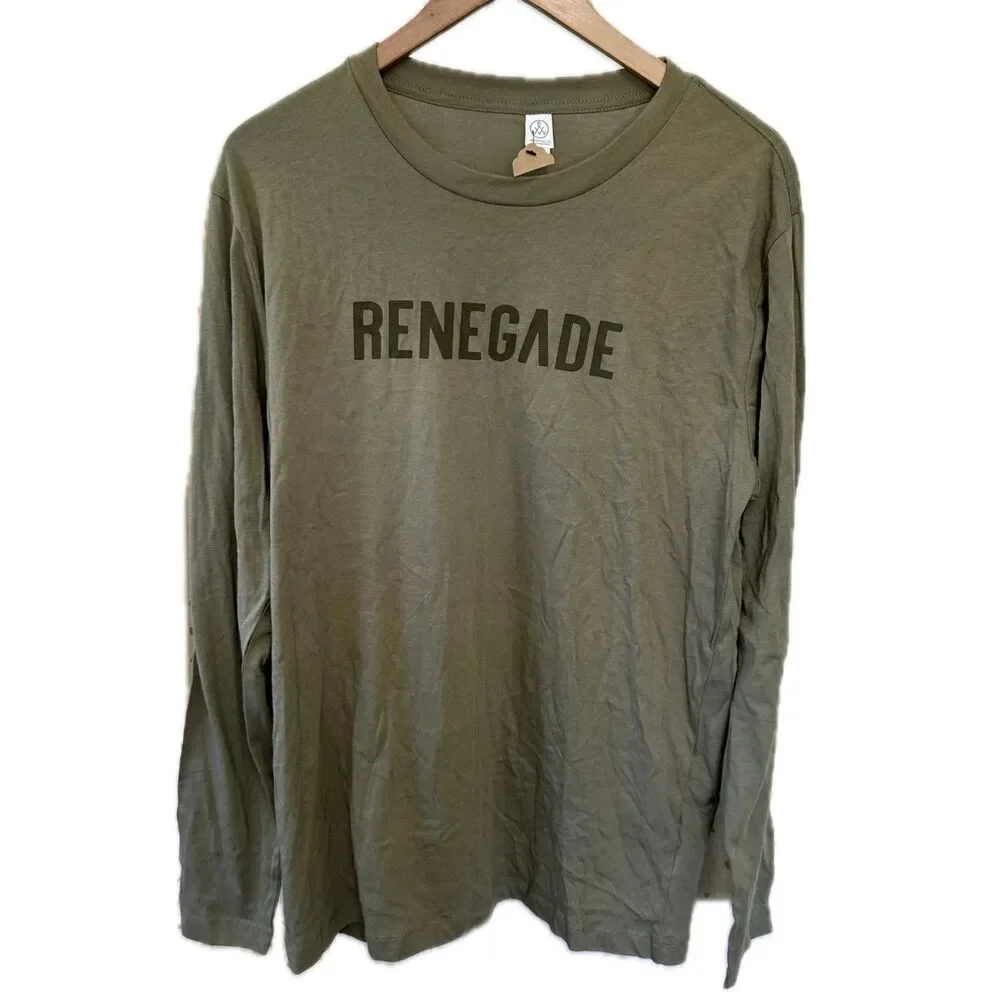 NWT Renegade Men's 100% Cotton Olive Long Sleeve Ancient Peaks T-Shirt L